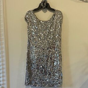 Weissman Sparkling Silver Sequin Dance Dress Costume Adult Medium